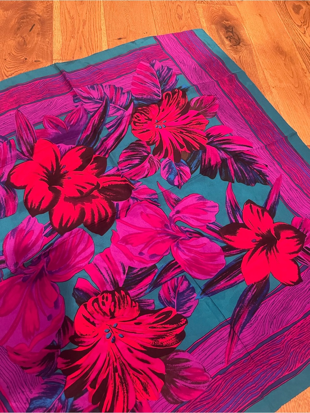 Vintage Liz Claiborne vibrant silk square scarf